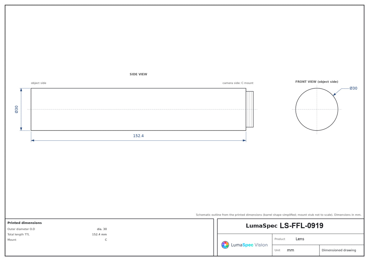 LS-FFL-0919 dimensions (mm)