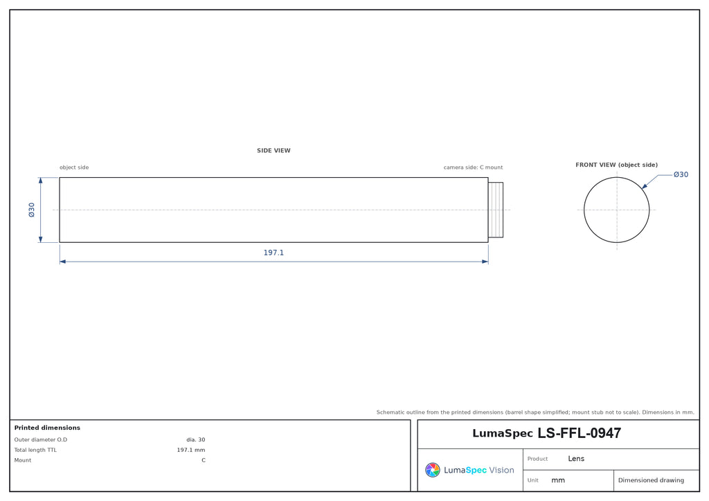 LS-FFL-0947 dimensions (mm)
