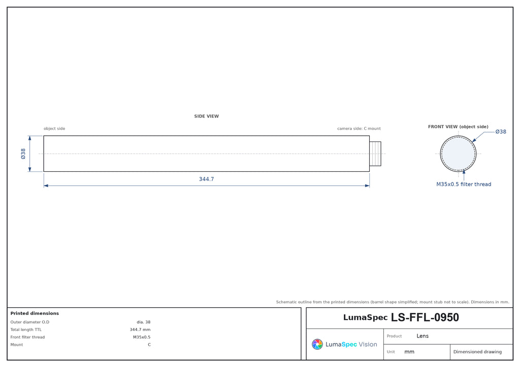 LS-FFL-0950 dimensions (mm)