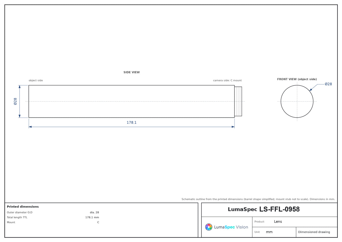 LS-FFL-0958 dimensions (mm)