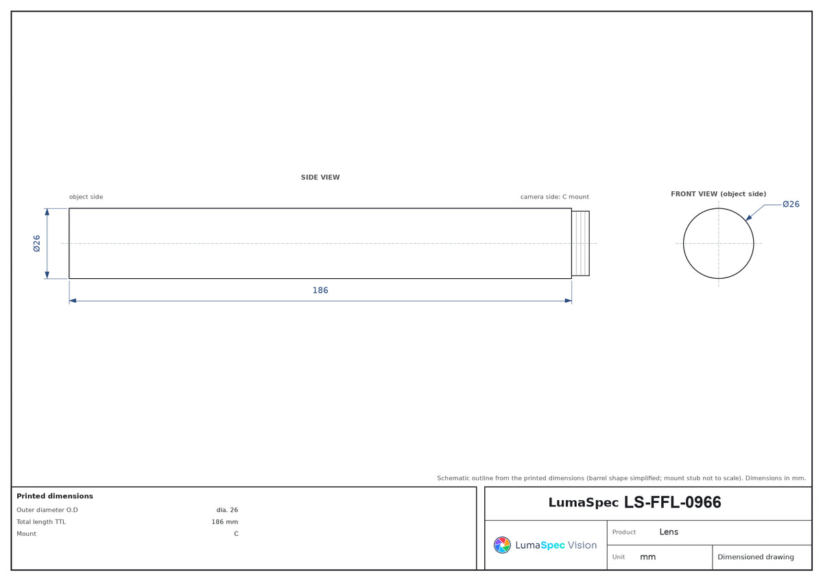 LS-FFL-0966 dimensions (mm)