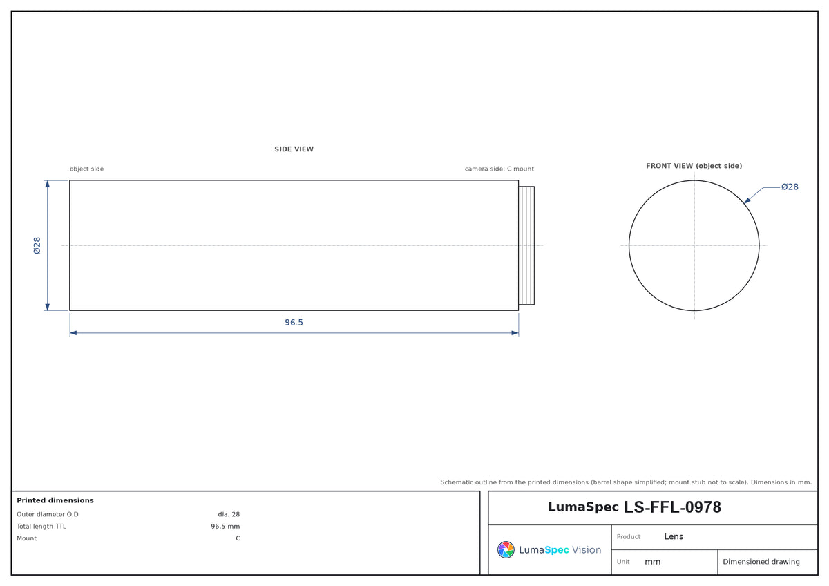 LS-FFL-0978 dimensions (mm)