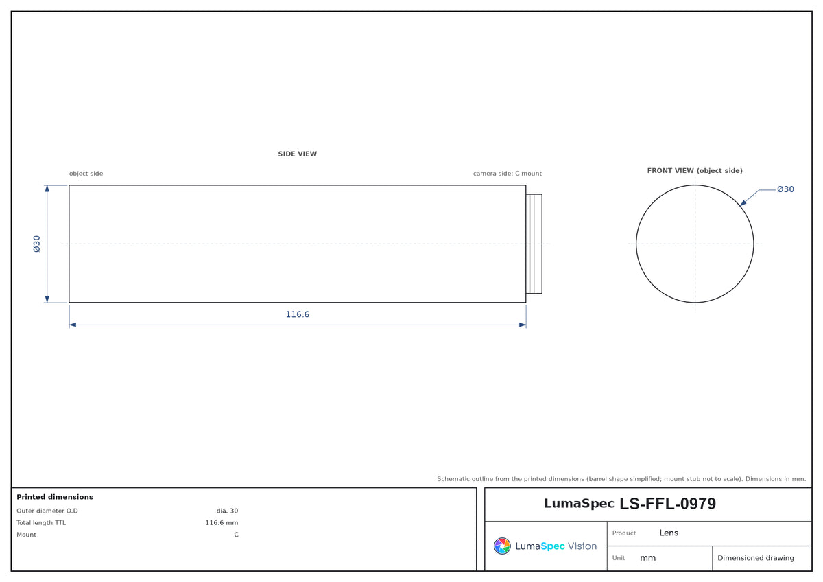LS-FFL-0979 dimensions (mm)