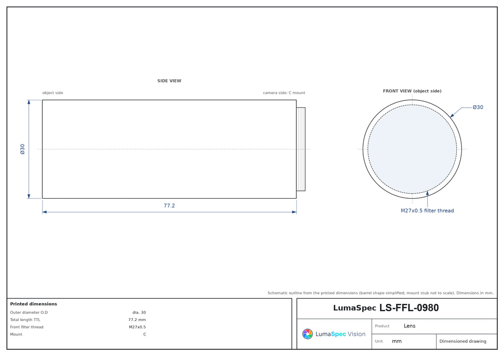 LS-FFL-0980 dimensions (mm)