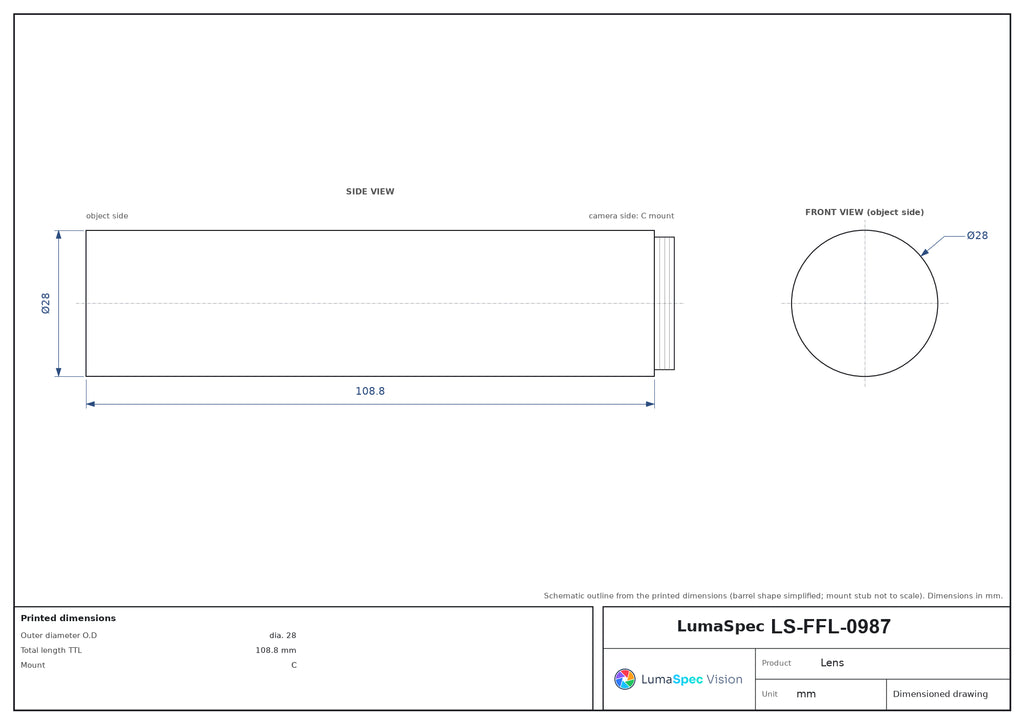 LS-FFL-0987 dimensions (mm)