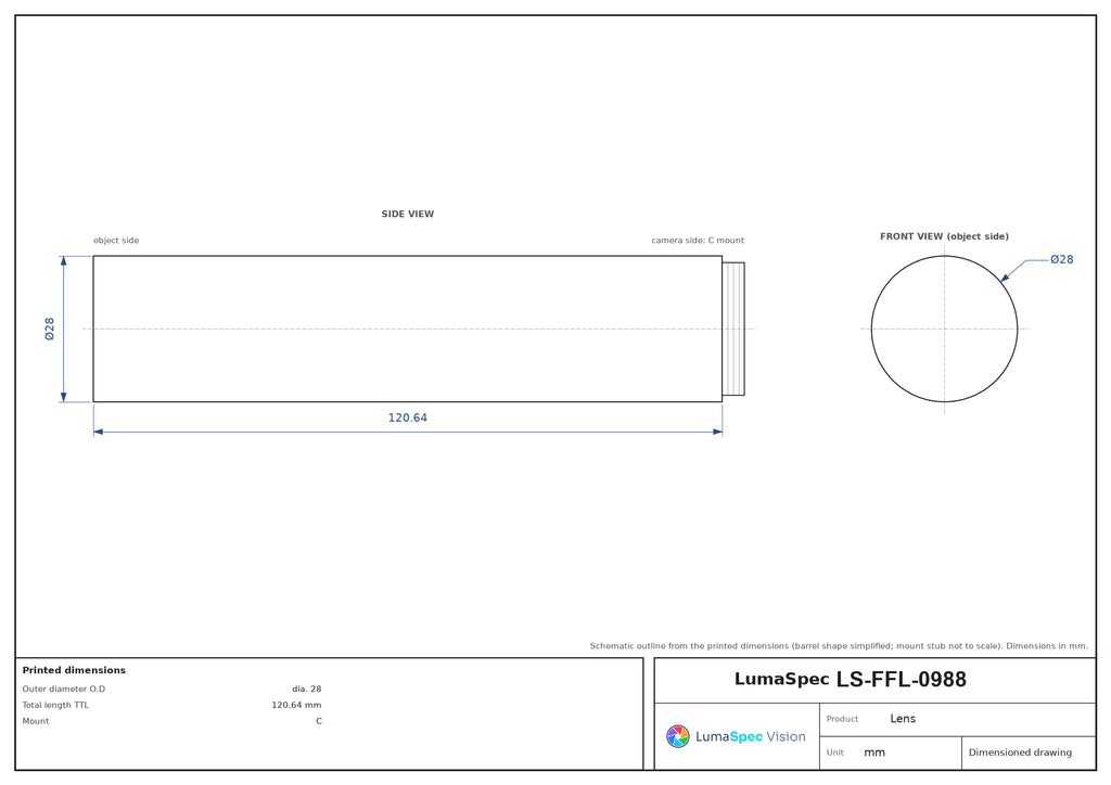 LS-FFL-0988 dimensions (mm)