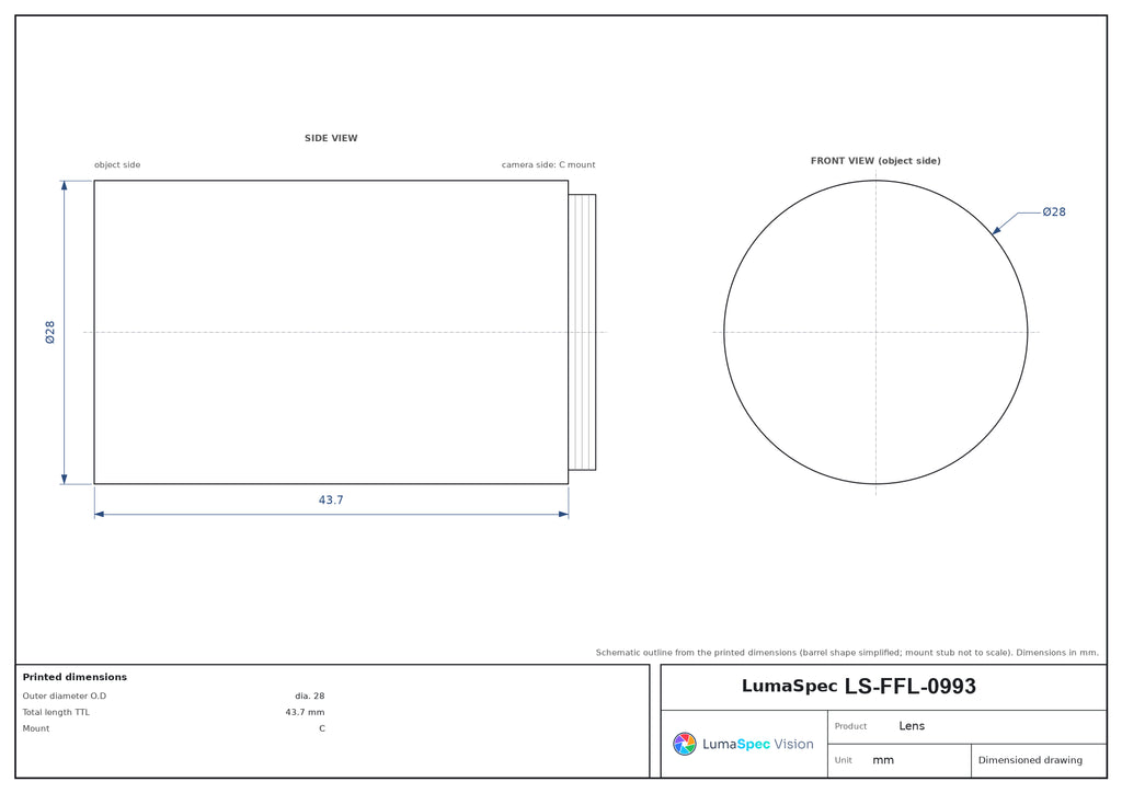 LS-FFL-0993 dimensions (mm)