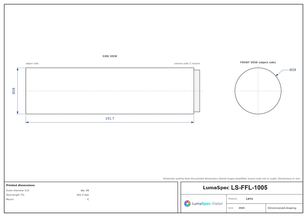 LS-FFL-1005 dimensions (mm)