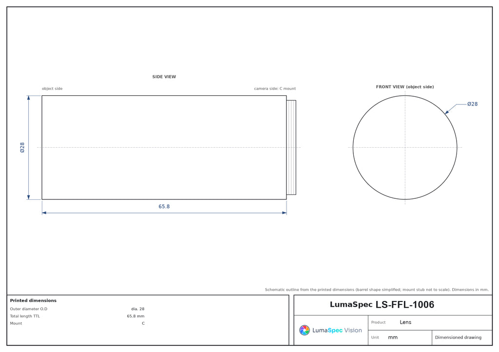 LS-FFL-1006 dimensions (mm)