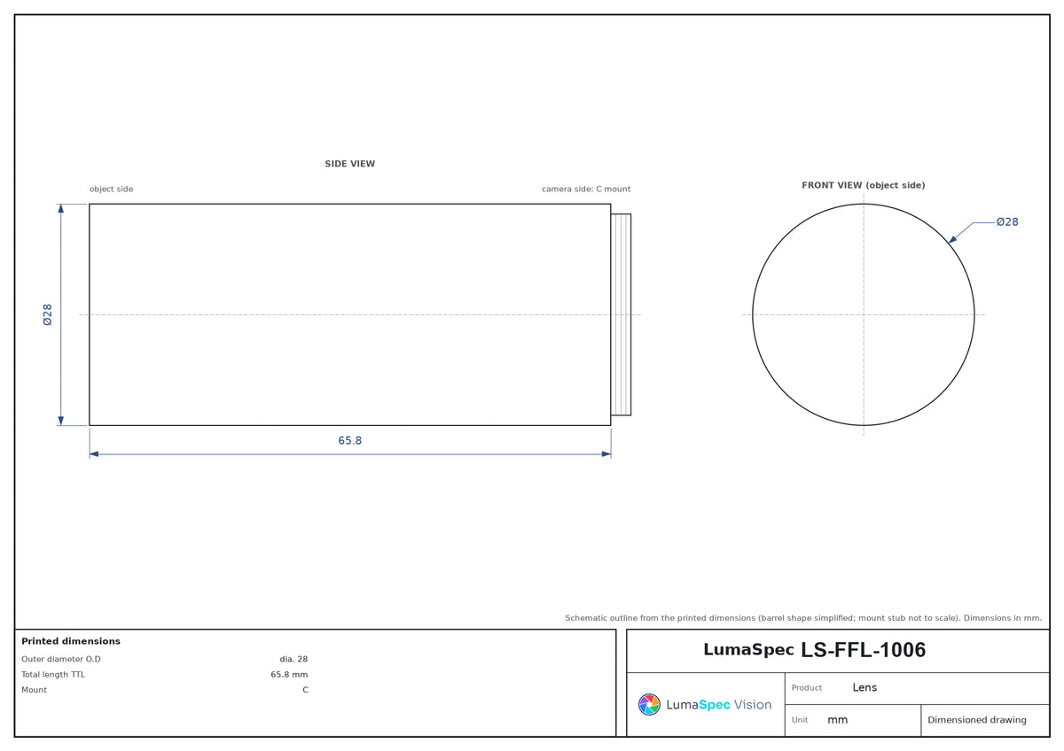 LS-FFL-1006 dimensions (mm)