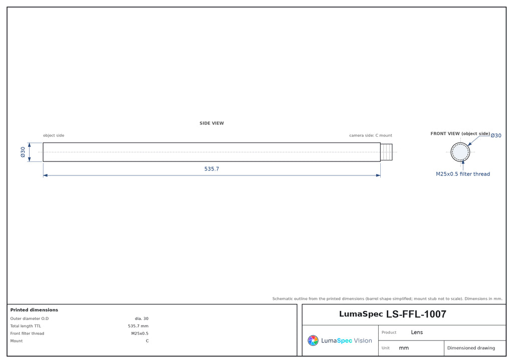 LS-FFL-1007 dimensions (mm)