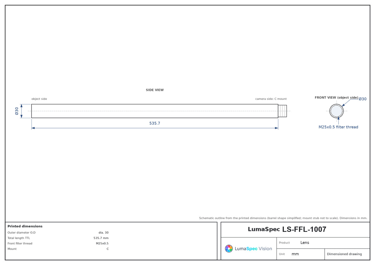 LS-FFL-1007 dimensions (mm)