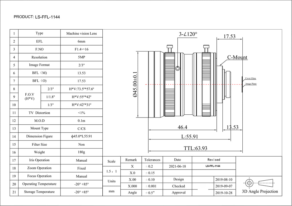 LS-FFL-1144 dimensions (mm)
