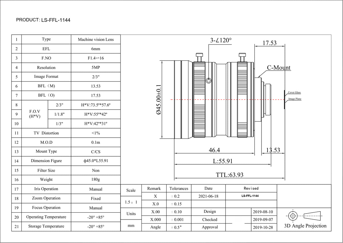 LS-FFL-1144 dimensions (mm)