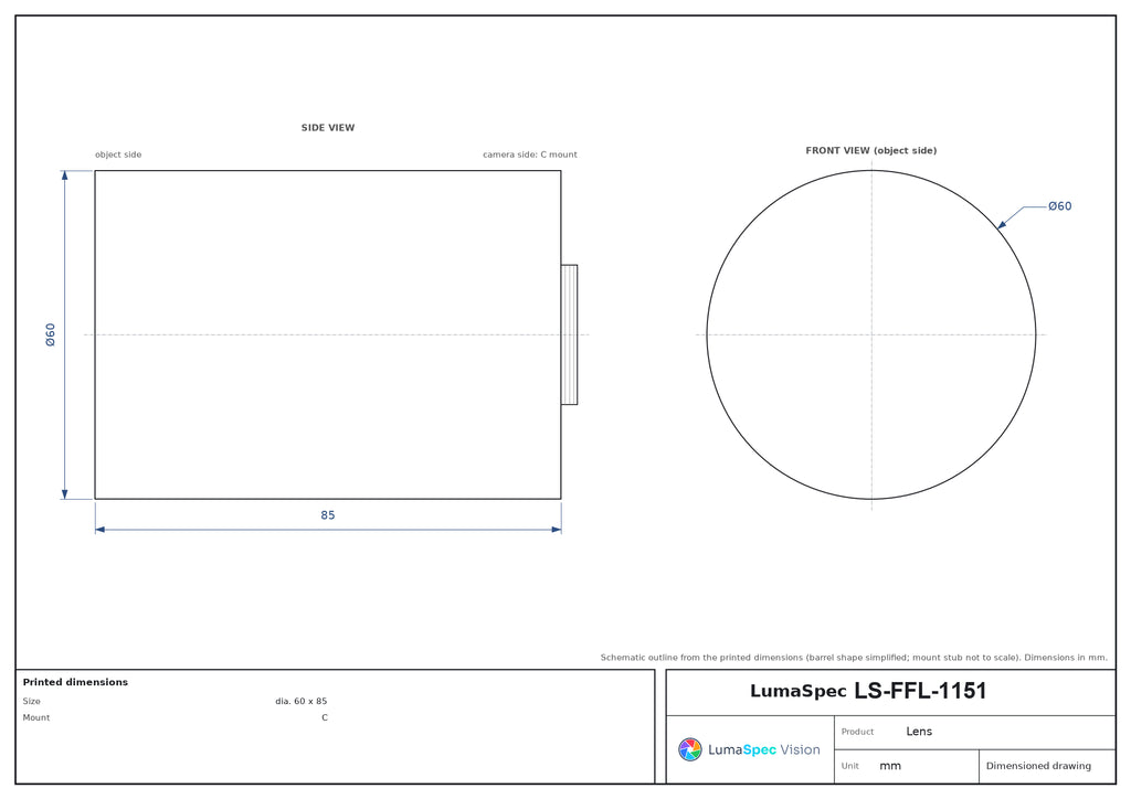 LS-FFL-1151 dimensions (mm)