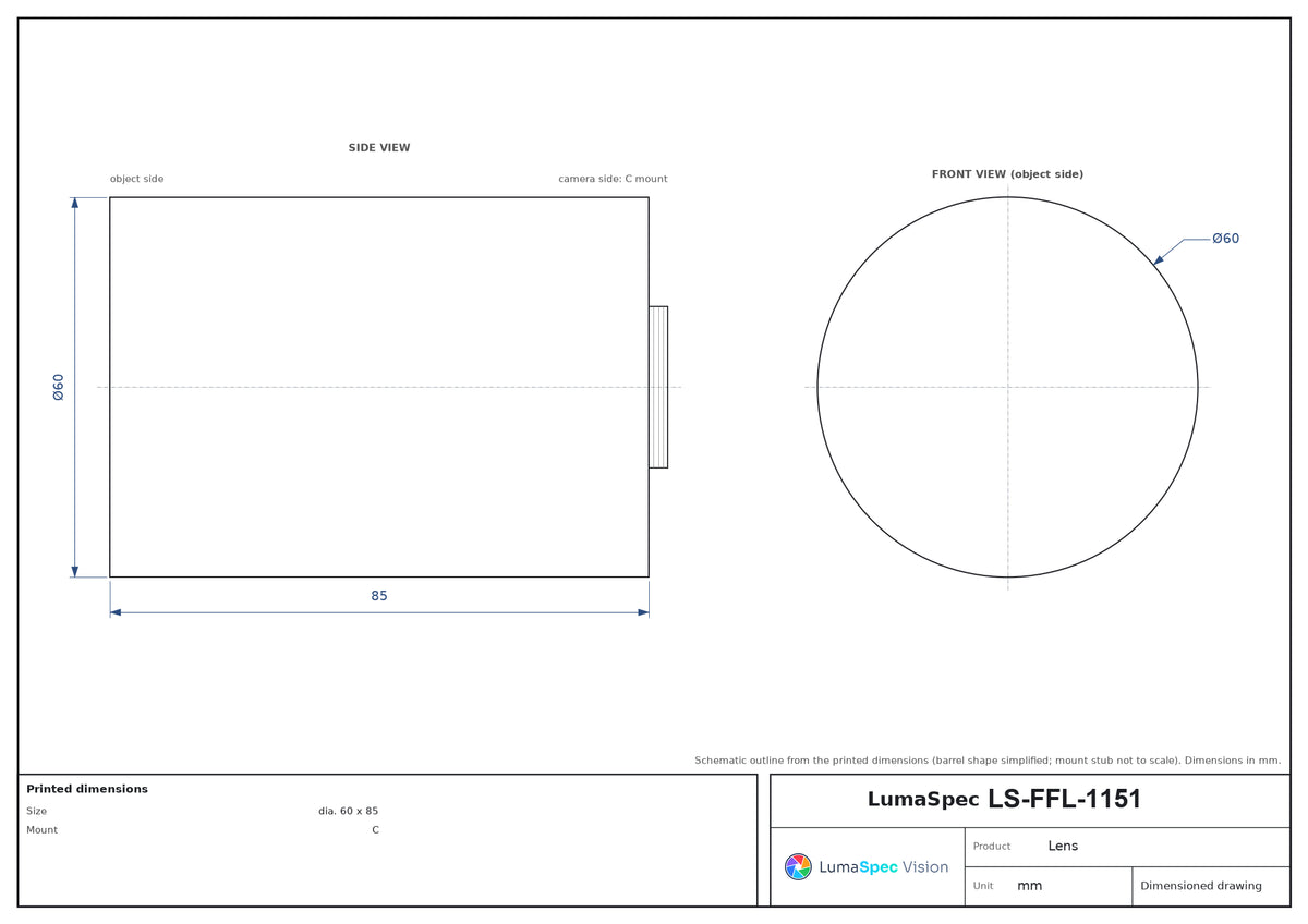 LS-FFL-1151 dimensions (mm)