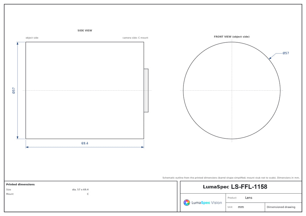 LS-FFL-1158 dimensions (mm)