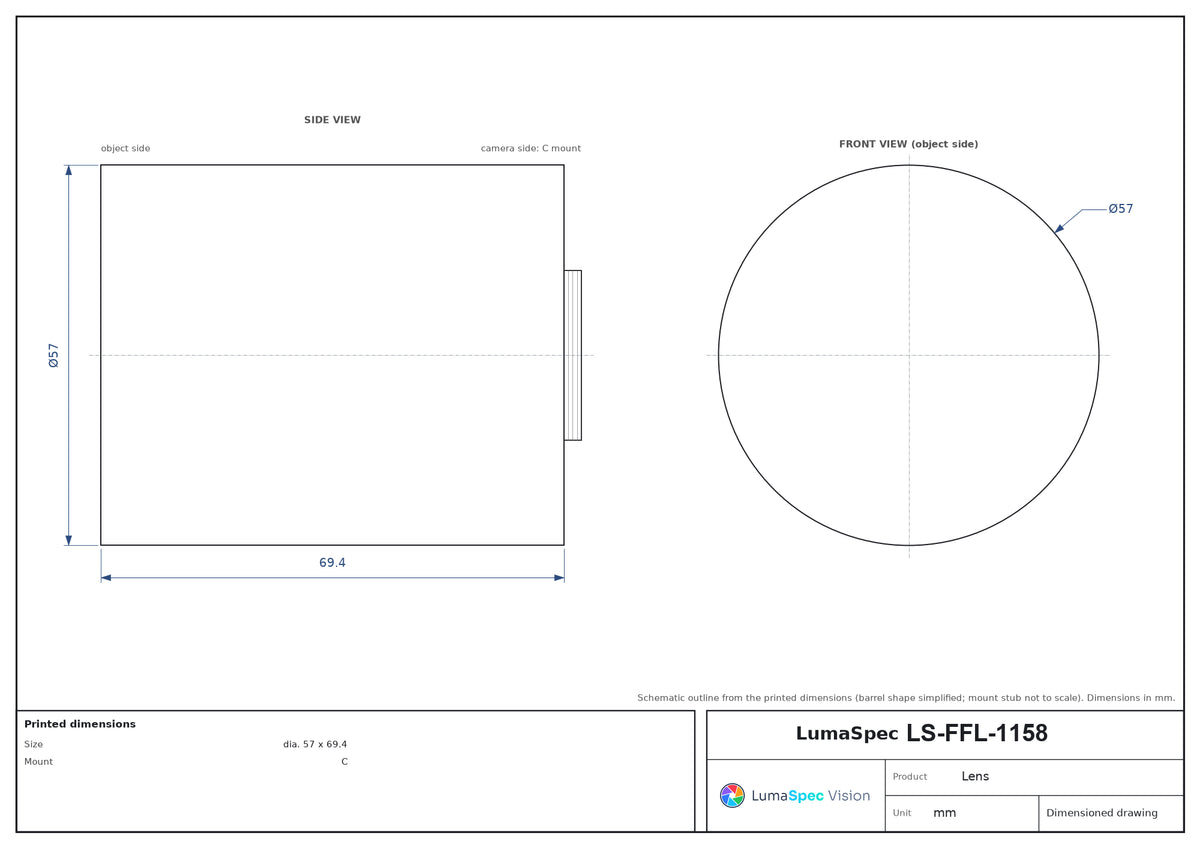 LS-FFL-1158 dimensions (mm)