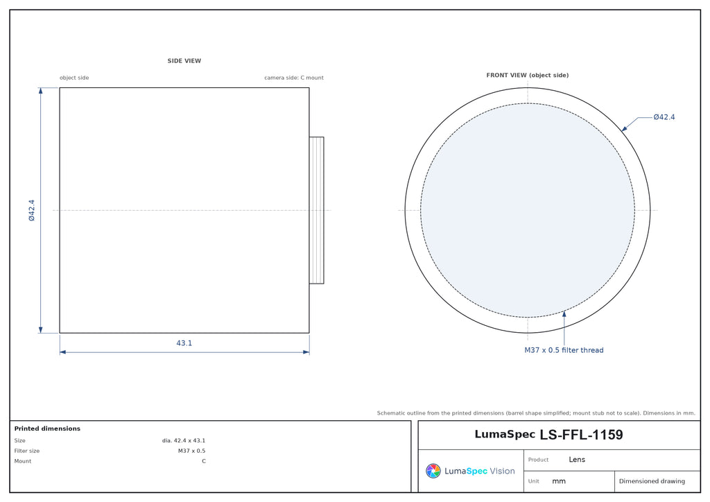 LS-FFL-1159 dimensions (mm)