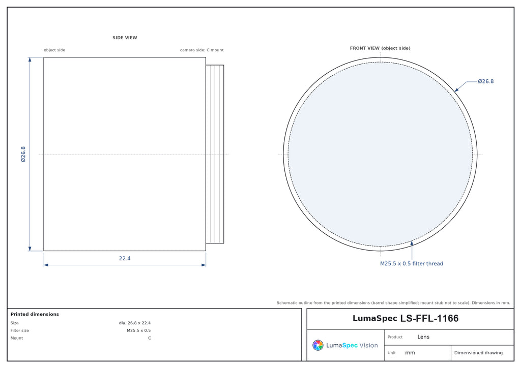 LS-FFL-1166 dimensions (mm)