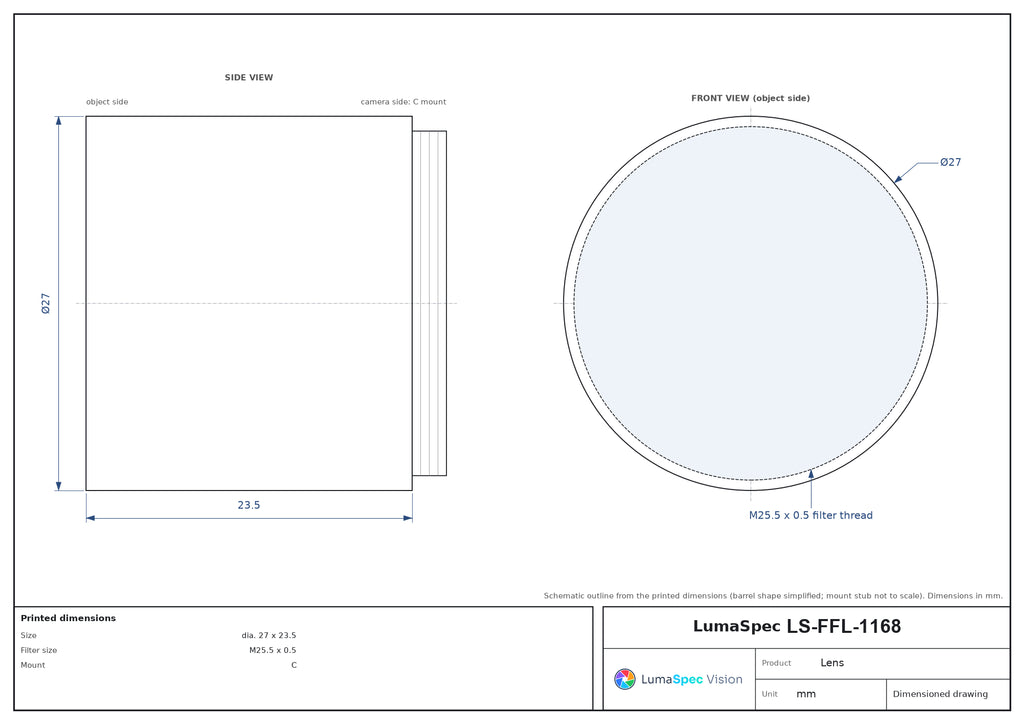 LS-FFL-1168 dimensions (mm)