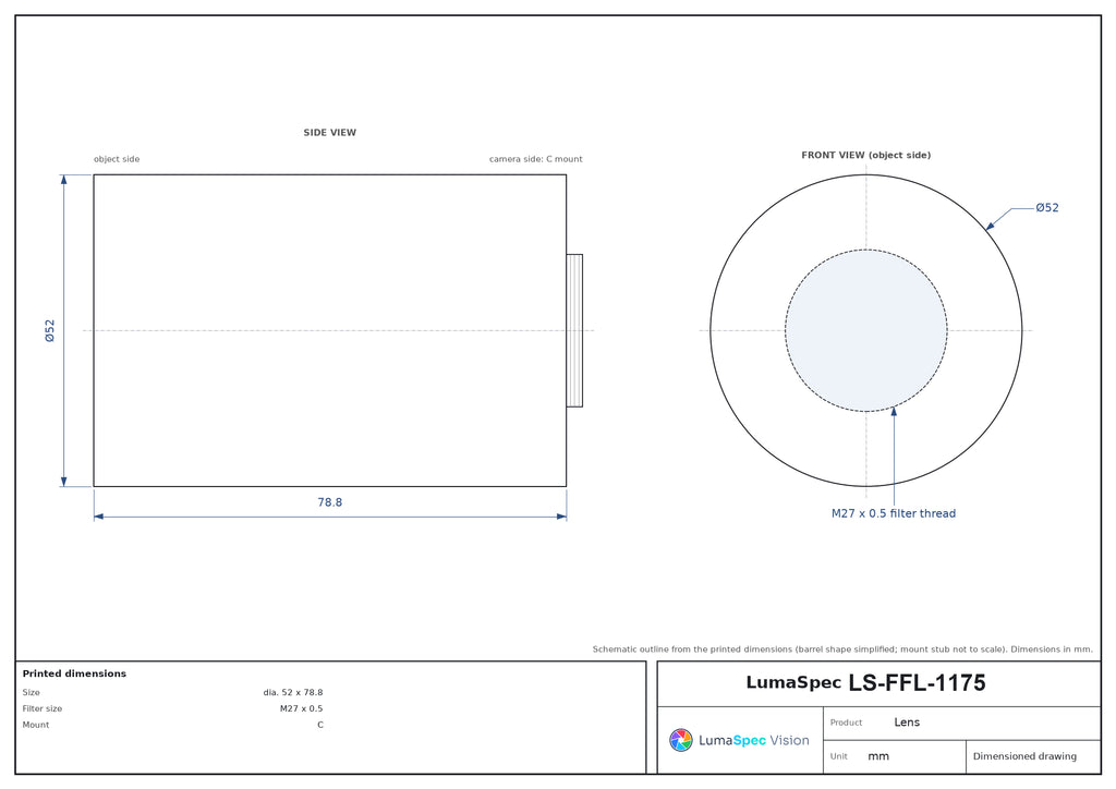 LS-FFL-1175 dimensions (mm)