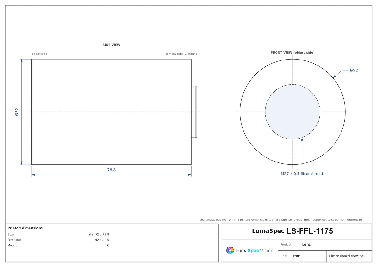 LS-FFL-1175 dimensions (mm)