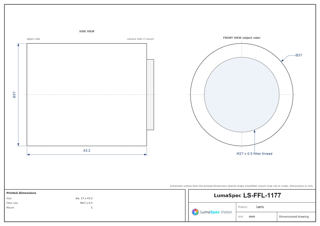 LS-FFL-1177 dimensions (mm)