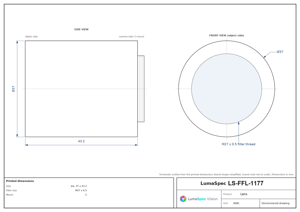 LS-FFL-1177 dimensions (mm)