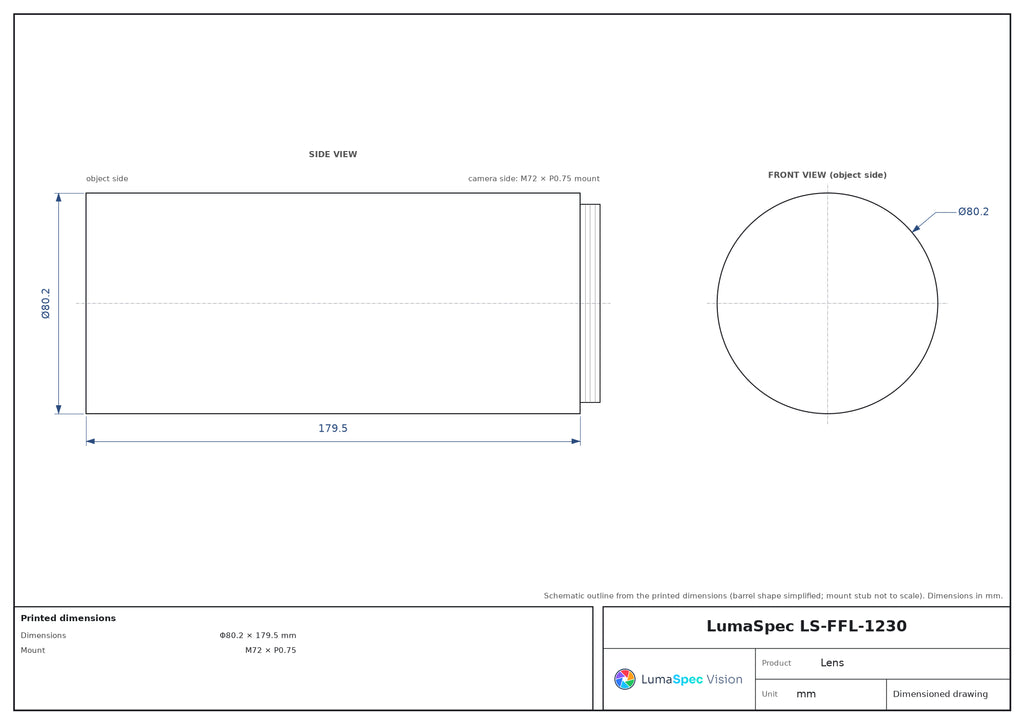 55 mm fixed focal length lens, 150 MP, F4.5, M72