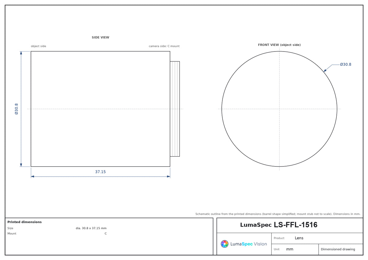 LS-FFL-1516 dimensions (mm)