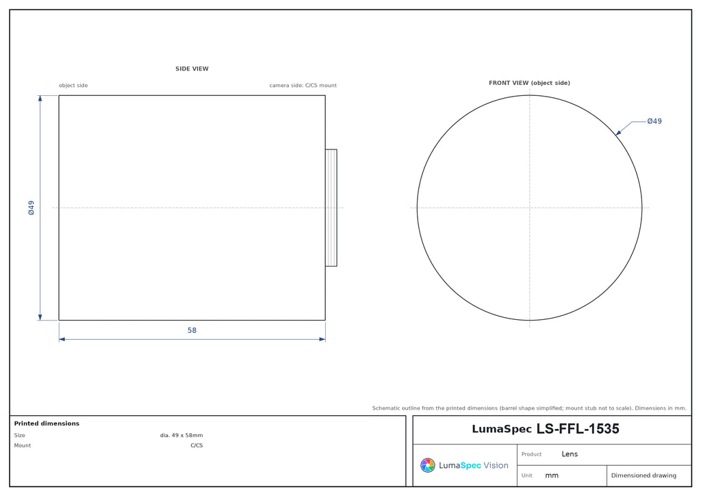 LS-FFL-1535 dimensions (mm)