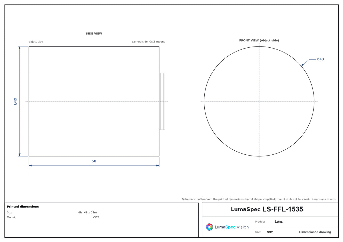 LS-FFL-1535 dimensions (mm)