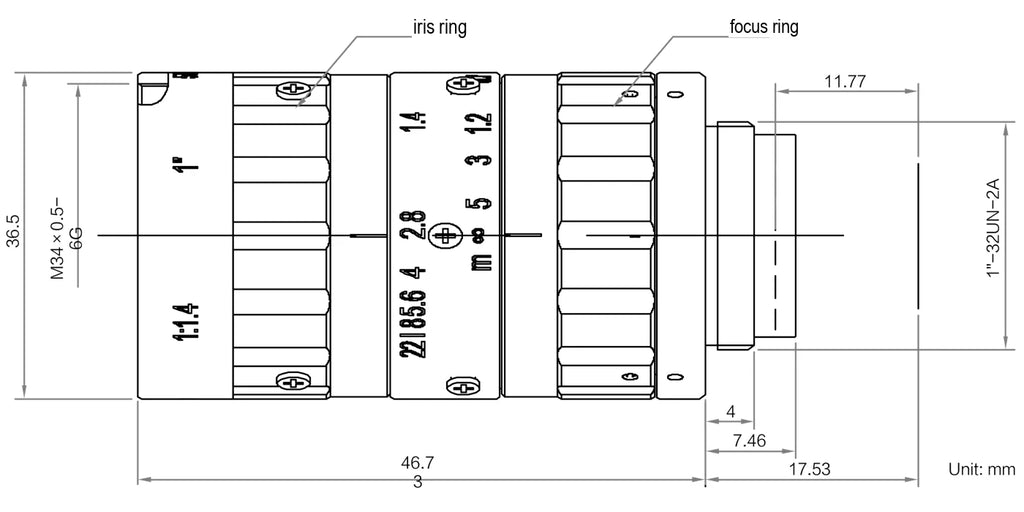 LS-FFL-1543 dimensions (mm)