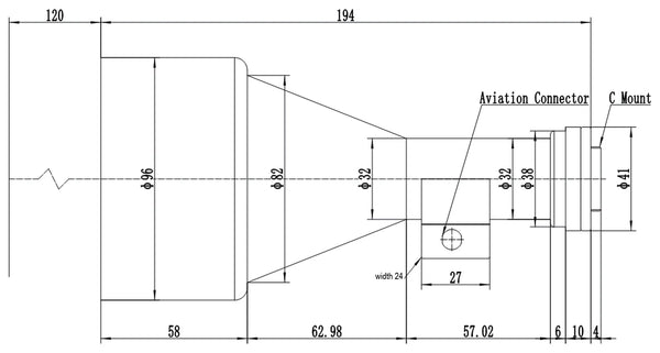 Liquid-lens telecentric lens, 1.1", C-mount, magnification β 0.24x