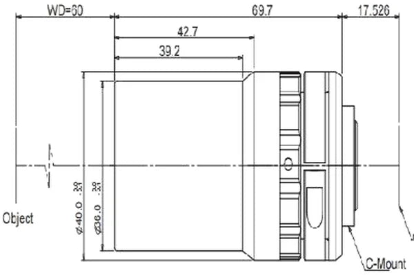 43.39 mm, 2/3", C-mount anti-vibration machine vision lens