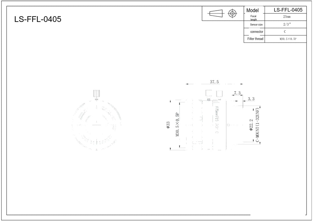 LS-FFL-0405 dimensions (mm)
