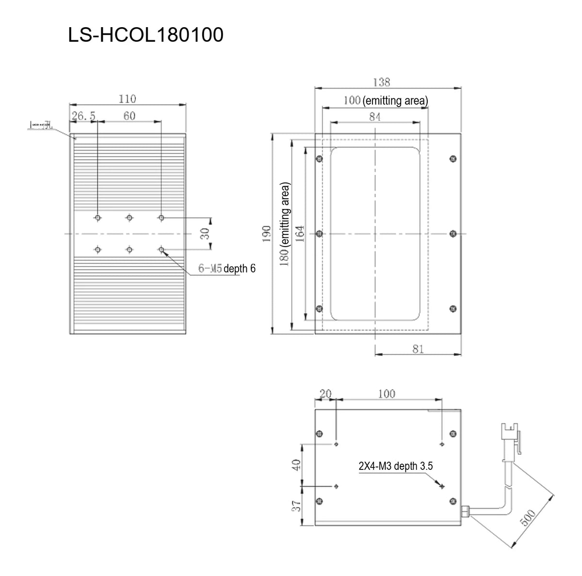 LS-HCOL180100 dimensions (mm)