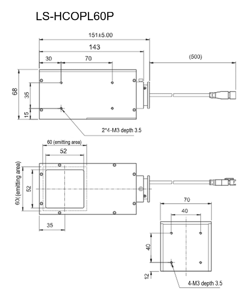 LS-HCOPL60P dimensions (mm)