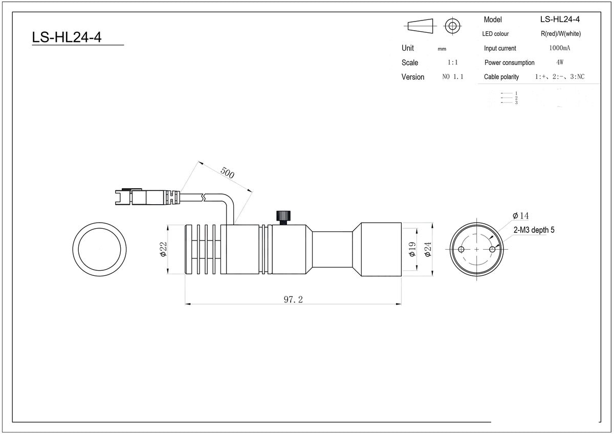 LS-HL24-4 dimensions (mm)