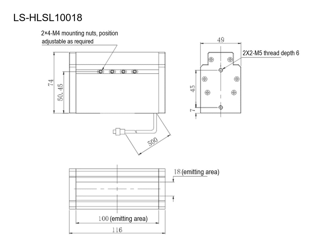 LS-HLSL10018 dimensions (mm)