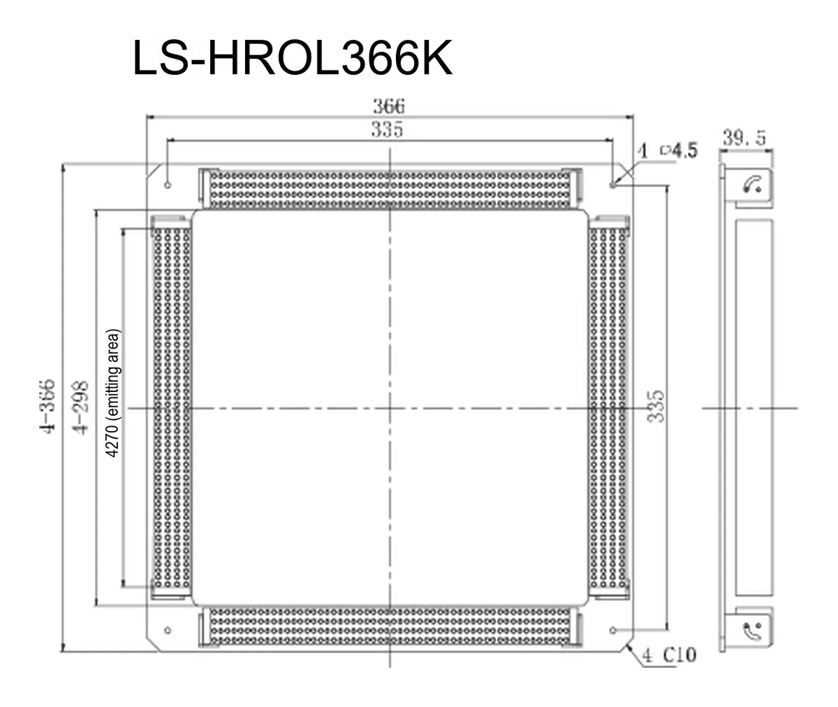 LS-HROL366K dimensions (mm)