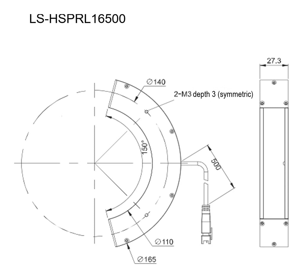 LS-HSPRL16500 dimensions (mm)