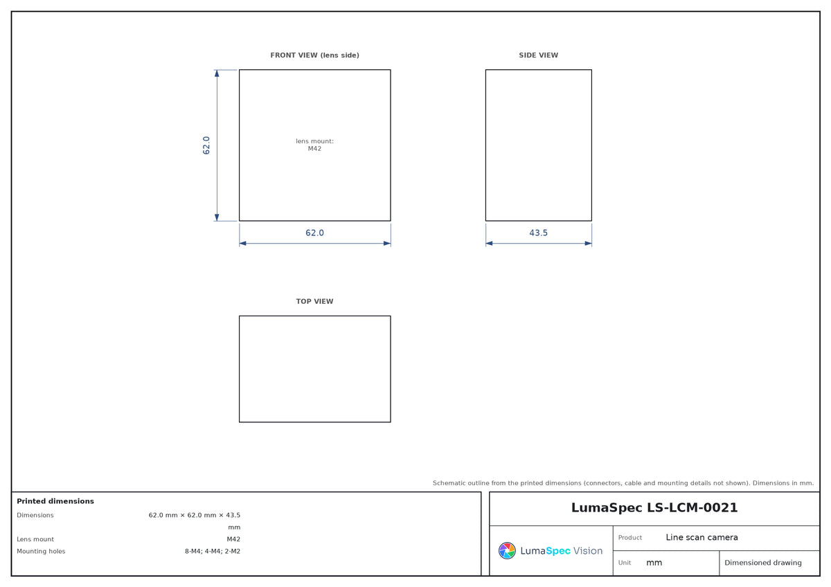 4K GigE line scan camera, 12 μm, 28 kHz, M42
