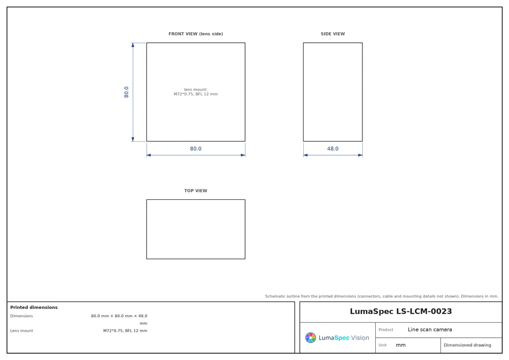 8K GigE line scan camera, 7 μm, 13 kHz, M72