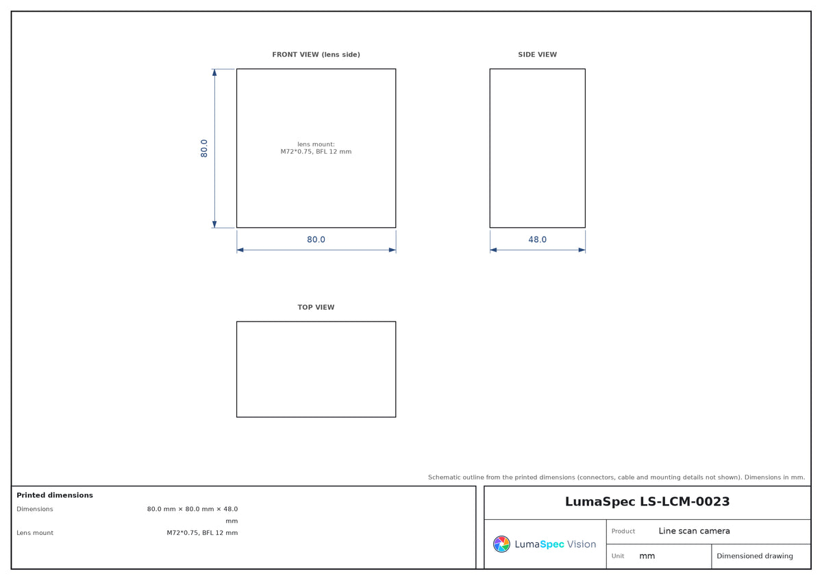 8K GigE line scan camera, 7 μm, 13 kHz, M72