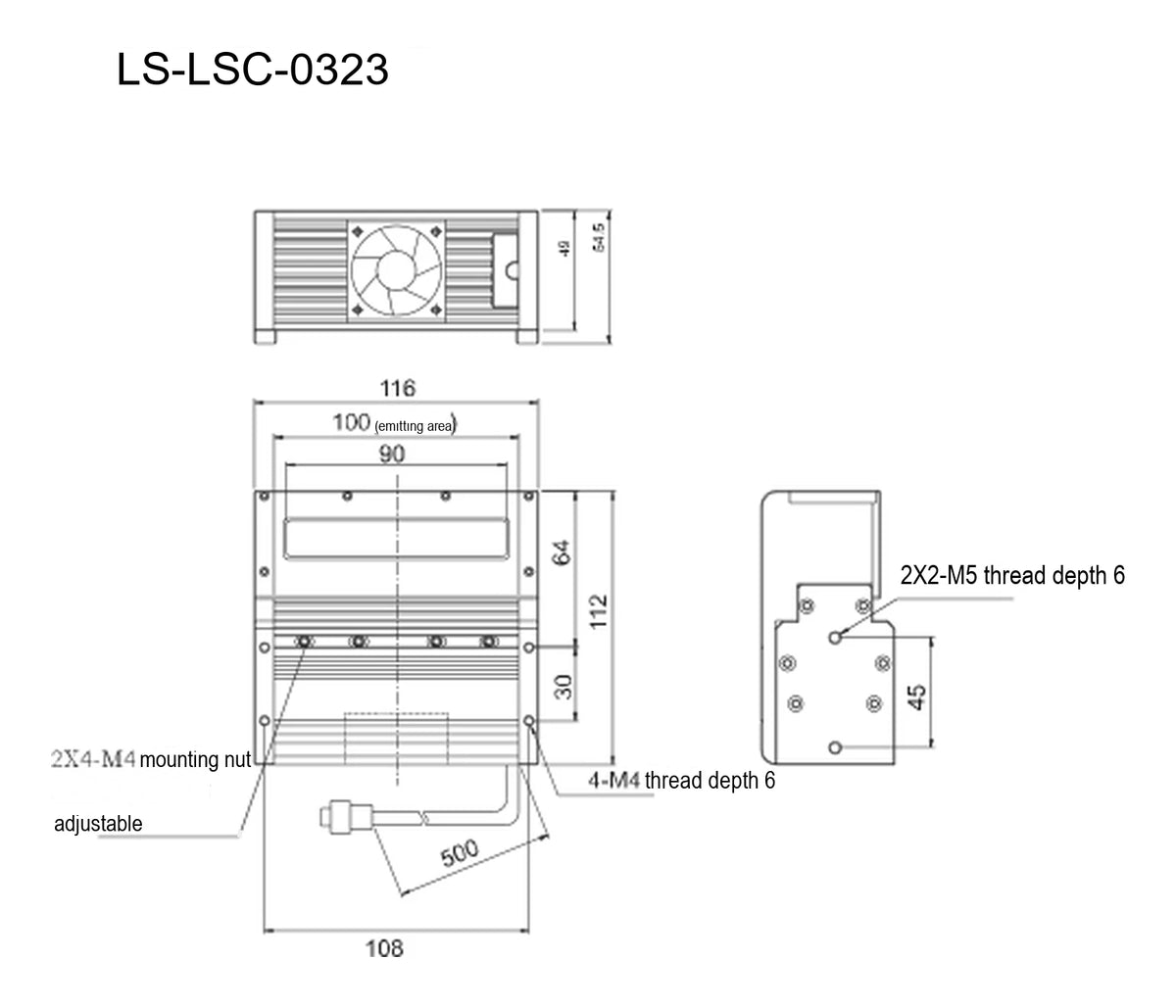 LS-LSC-0323 dimensions (mm)