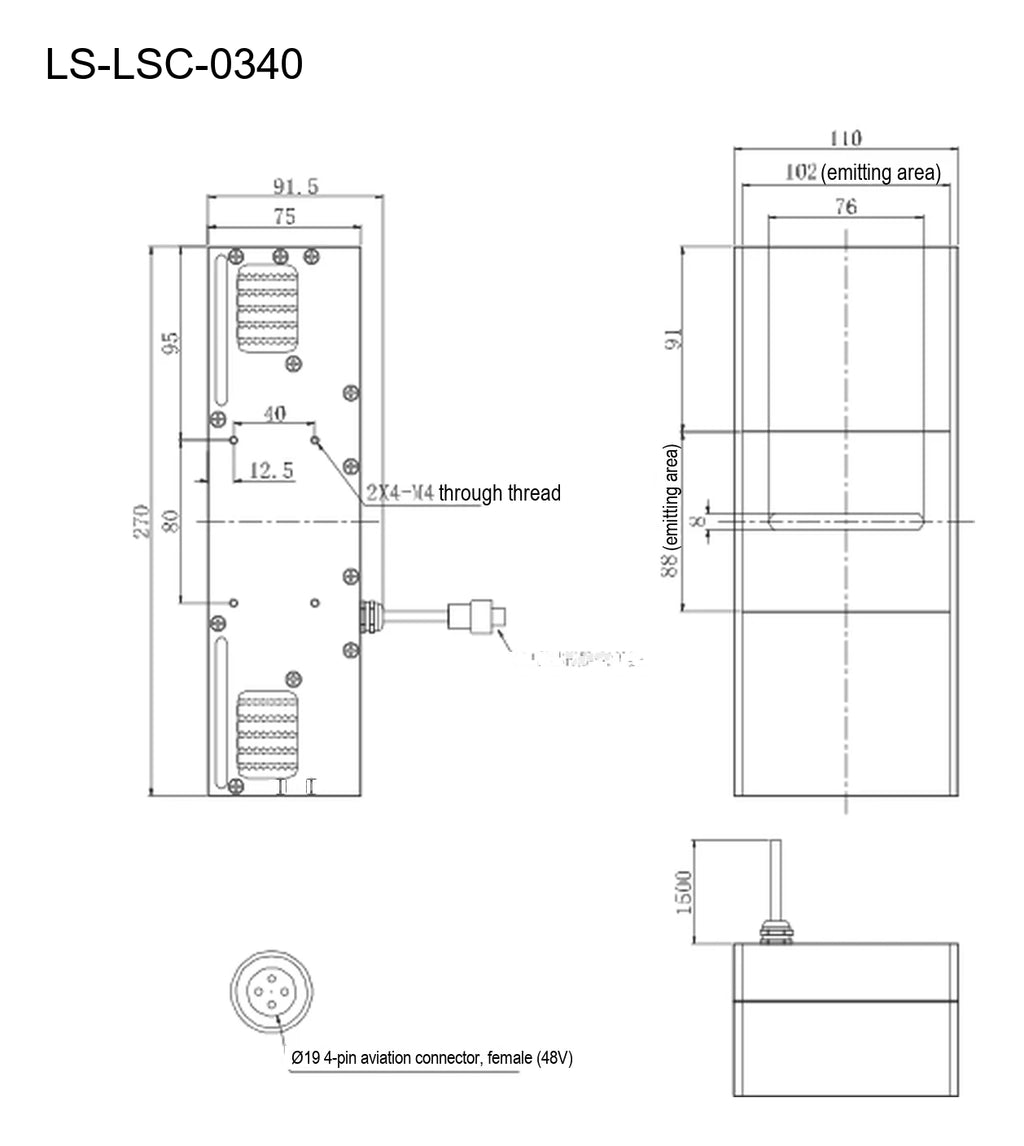 LS-LSC-0340 dimensions (mm)