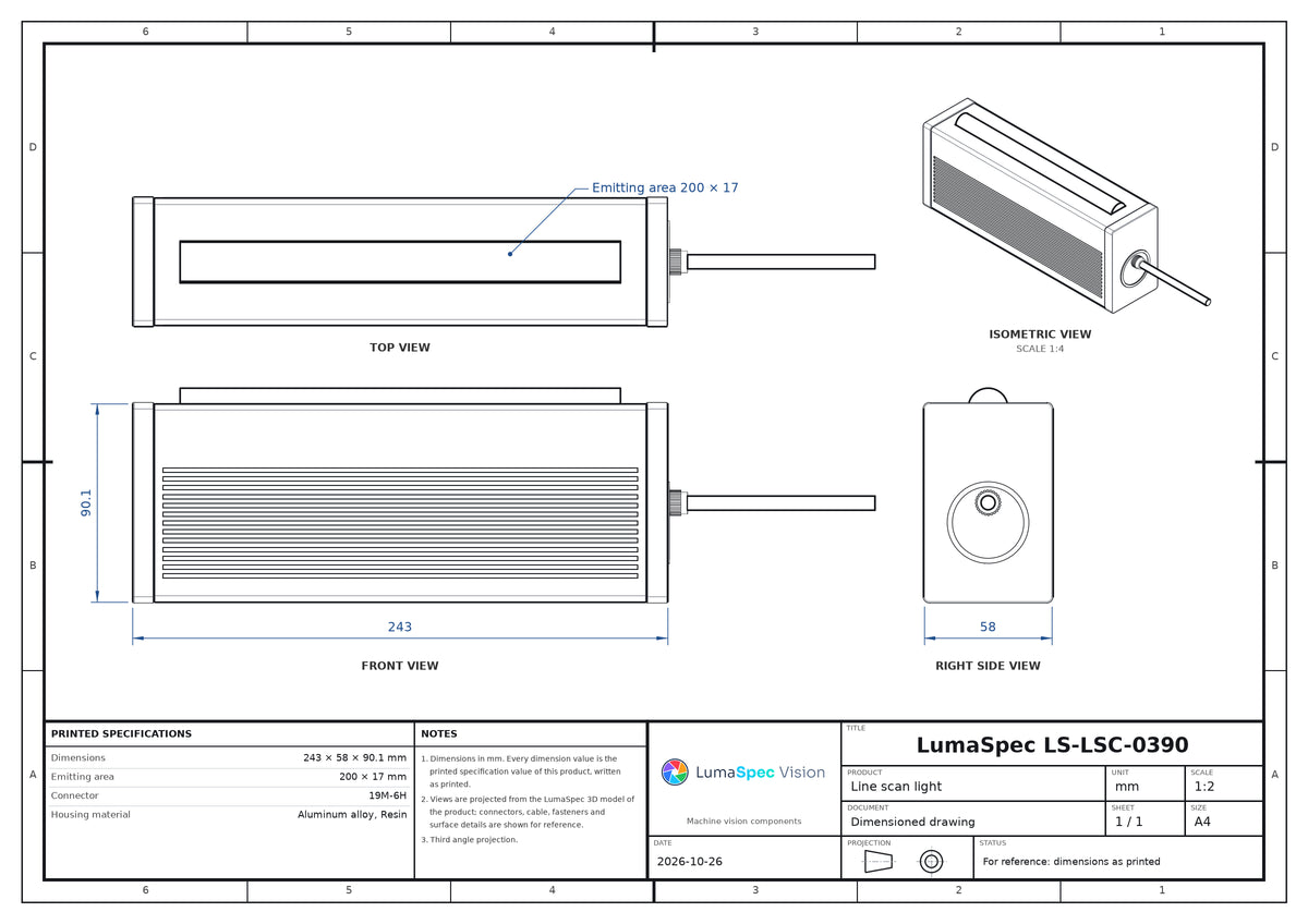 200 x 17 mm high-power line scan light (LS-LSC-0390)