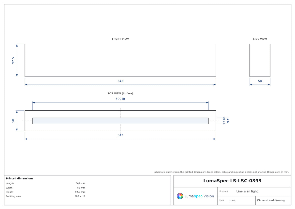 500 x 17 mm high-power line scan light